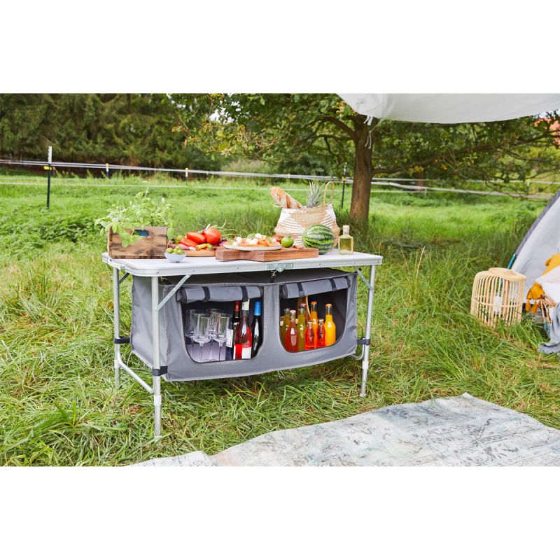 Haveson Camping-Tisch mit Ablagefächern