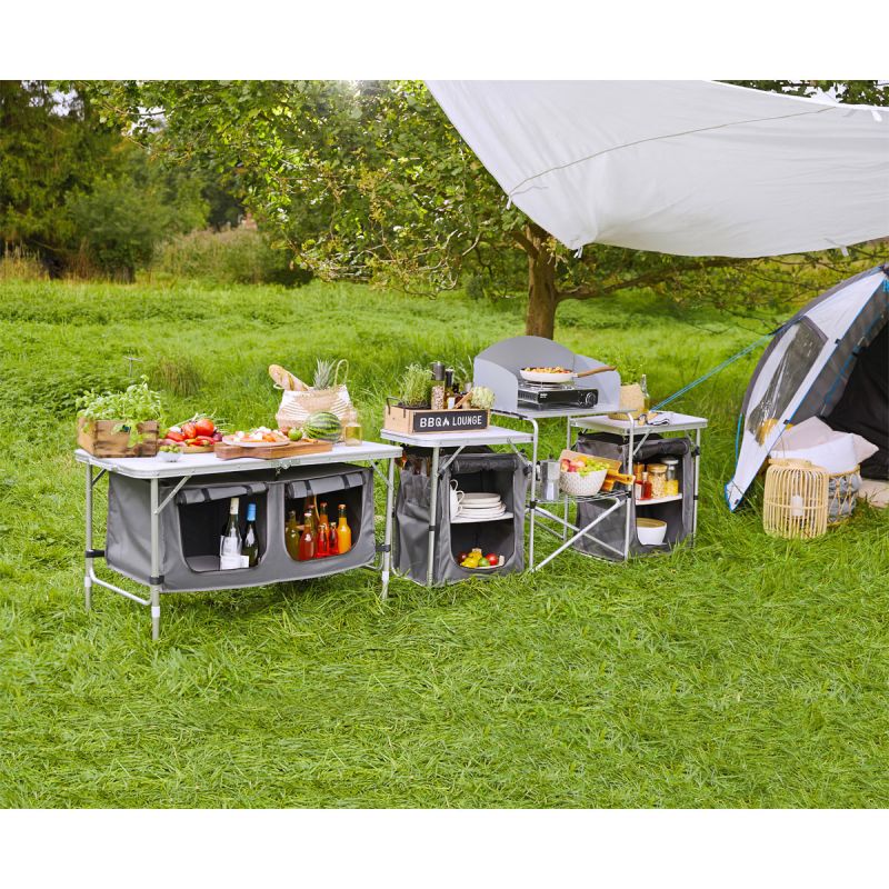 Haveson Camping-Tisch mit Ablagefächern