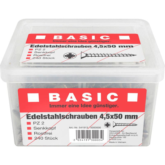 MyTool Edelstahlschraube 4,5 x 50 mm 240 Stück im Eimer