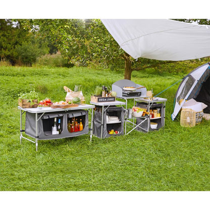 Haveson Camping-Tisch mit Ablagefächern